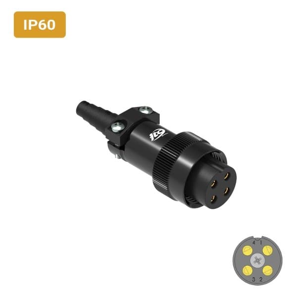 Conector M16 fêmea para cabo IP60 10 amperes