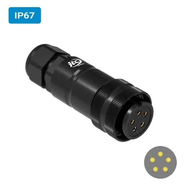 Conector militar H28 fêmea para cabo IP67 15 amperes