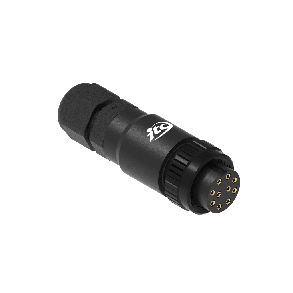 Conector plástico M16 fêmea para cabo IP67 3 amperes PG7