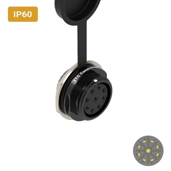 Conector M24 fêmea para painel redonda IP60