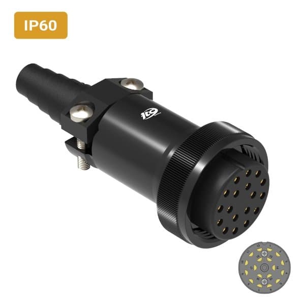 Conector M32 fêmea para cabo IP60 10 amperes