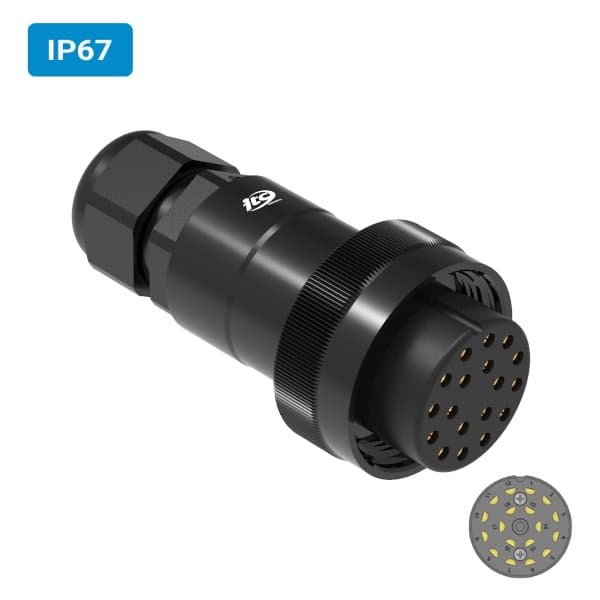 Conector M32 fêmea para cabo IP67 10 amperes