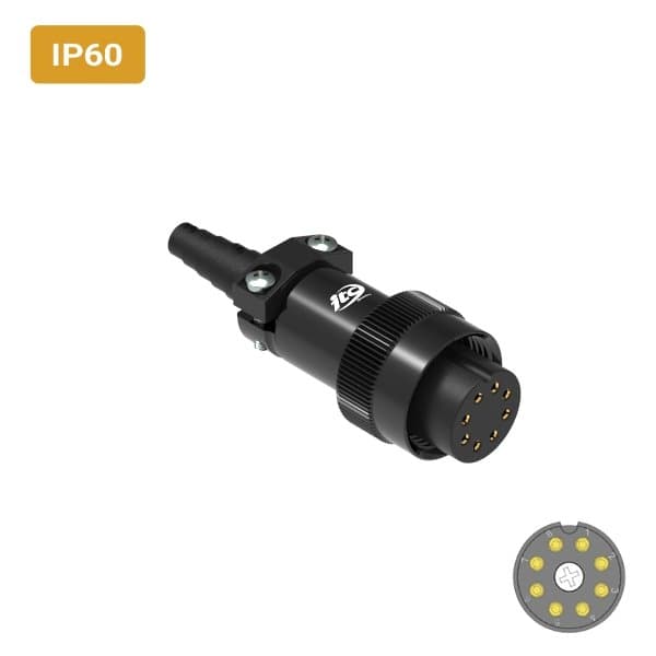 Conector M16 fêmea para cabo IP60 3 amperes
