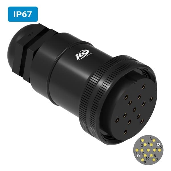 Conector M42 fêmea para cabo IP67 20 amperes