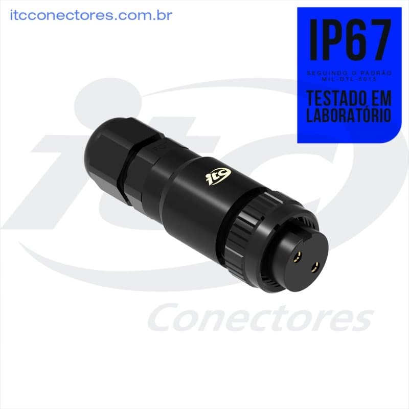 Conector Plástico M16 fêmea para cabo IP67 10 amperes PG7