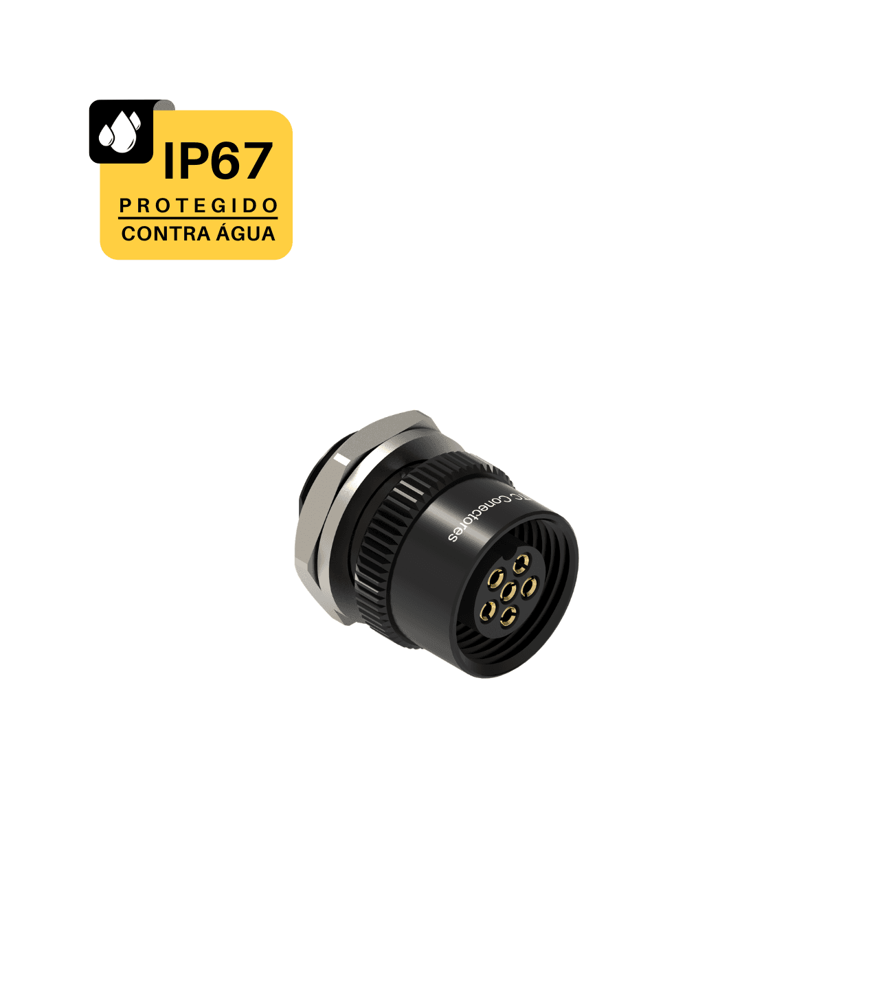 CONECTOR BASE REDONDA CIRCULAR M12 - 1 AMPERE - FÊMEA - IP67 - ALUMÍNIO 1,0-Ouro