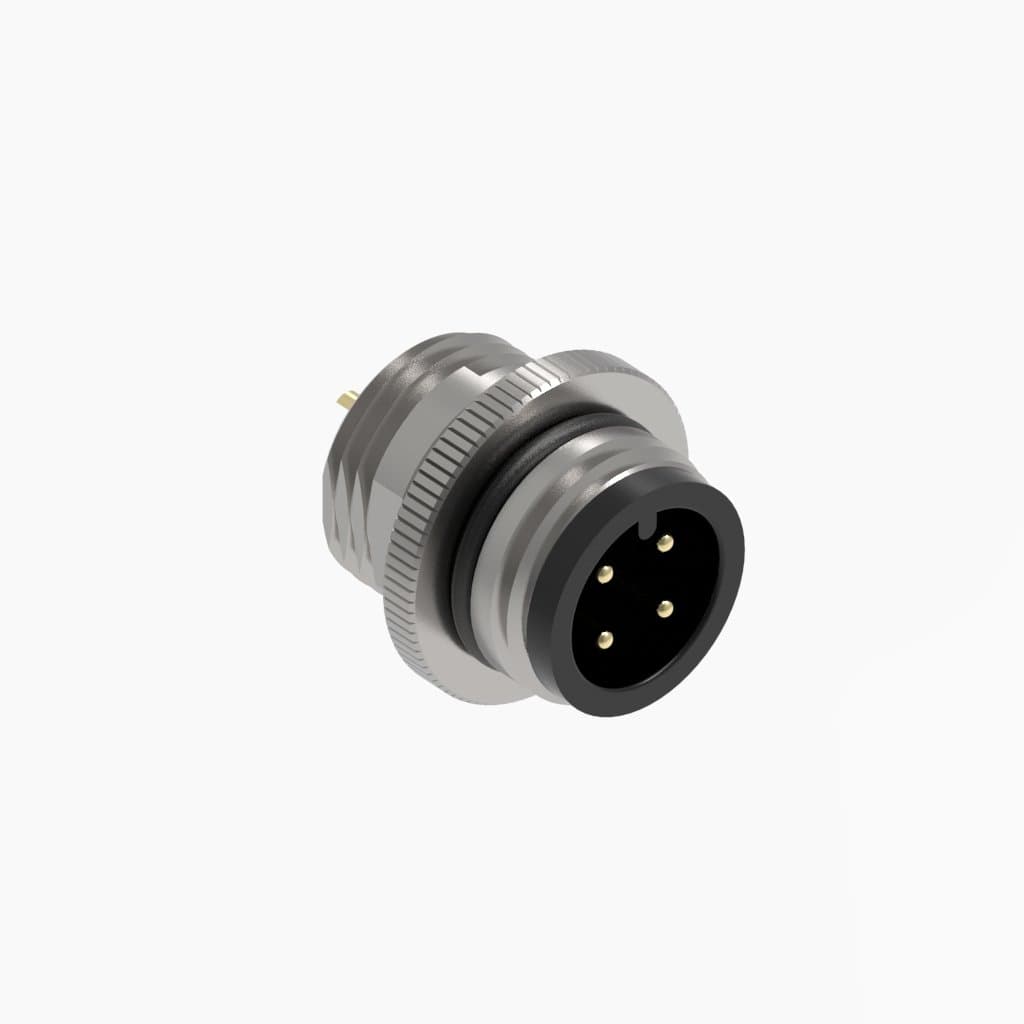 Conector Base Redonda Circular M12 - 4 vias 1 Amper macho IP67 - Inox