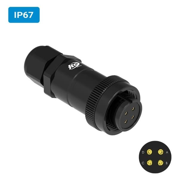 Conector militar H22 fêmea para cabo IP67 6 amperes