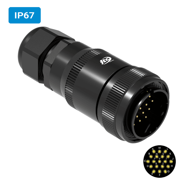Conector militar H34 macho para cabo IP67 19 vias 6 amperes